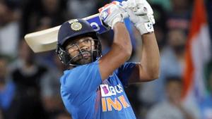 India’s Rohit Sharma hitting the victorious six in the 3rd T20 against New Zealand in a super over at Seddon Park in Hamilton on Wednesday.(ANI Photo) India’s Rohit Sharma hitting the victorious six in the 3rd T20 against New Zealand in a super over at Seddon Park in Hamilton on Wednesday.(ANI Photo)