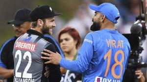 New Zealand captain Kane Williamson, left, and India captain Virat Kohli.(AP) New Zealand captain Kane Williamson, left, and India captain Virat Kohli.(AP)