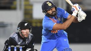 Rohit Sharma in action during the third T20I encounter between India and New Zealand.(AP) Rohit Sharma in action during the third T20I encounter between India and New Zealand.(AP)