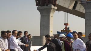 Maharashtra chief minister Uddhav Thackeray recently launched the first girder for the MTHL.(Satish Bate/HT Photo) Maharashtra chief minister Uddhav Thackeray recently launched the first girder for the MTHL.(Satish Bate/HT Photo)