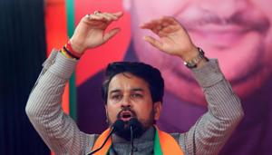 Union minister and BJP MP Anurag Thakur in New Delhi, January 27, 2020(PTI) Union minister and BJP MP Anurag Thakur in New Delhi, January 27, 2020(PTI)