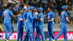 Indian team celebrates win over New Zealand.(BCCI/Twitter) Indian team celebrates win over New Zealand.(BCCI/Twitter)