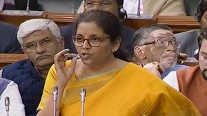 Finance Minister Nirmala Sitharaman presents the Union Budget 2020-21 in the Lok Sabha on Saturday.(PTI Photo) Finance Minister Nirmala Sitharaman presents the Union Budget 2020-21 in the Lok Sabha on Saturday.(PTI Photo)