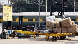 A worker seen sleeping on hand-cart at New Delhi Railway Station in New Delhi on Saturday.(ANI file photo for representation) A worker seen sleeping on hand-cart at New Delhi Railway Station in New Delhi on Saturday.(ANI file photo for representation)