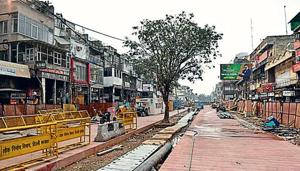 The redevelopment of Chandni Chowk was earlier scheduled to be completed by March this year.(HT file) The redevelopment of Chandni Chowk was earlier scheduled to be completed by March this year.(HT file)