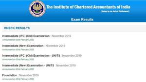 ICAI CA foundation, intermediate results 2019. (Screengrab) ICAI CA foundation, intermediate results 2019. (Screengrab)
