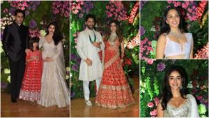 Aishwarya Rai, Abhishek Bachchan, Kiara Advani and Ananya Panday at Armaan Jain and Anissa Malhotra’s wedding.(Varinder Chawla) Aishwarya Rai, Abhishek Bachchan, Kiara Advani and Ananya Panday at Armaan Jain and Anissa Malhotra’s wedding.(Varinder Chawla)
