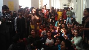 Agitating Students of the Presidency University in Kolkata.(Sourced)