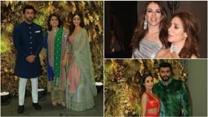Alia Bhatt, Ranbir Kapoor with Neetu Kapoor; Elizabeth Hurley, Arjun Kapoor and Malaika Arora at Armaan Jain’s reception.(Varinder Chawla/Instagram) Alia Bhatt, Ranbir Kapoor with Neetu Kapoor; Elizabeth Hurley, Arjun Kapoor and Malaika Arora at Armaan Jain’s reception.(Varinder Chawla/Instagram)