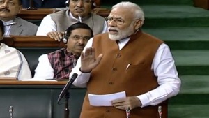 PM Modi in Parliament. (ANI photo) PM Modi in Parliament. (ANI photo)