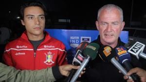 Belgium coach Shane McLeod with Belgium captain Thomas Briels.(Hockey India.) Belgium coach Shane McLeod with Belgium captain Thomas Briels.(Hockey India.)