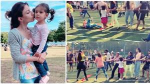 Soha Ali Khan at daughter Inaaya’s sports day function.(Instagram) Soha Ali Khan at daughter Inaaya’s sports day function.(Instagram)