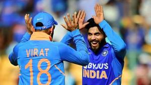 File image: Bengaluru: India's Ravindra Jadeja (R) celebrates with skipper Virat Kohli.(PTI) File image: Bengaluru: India's Ravindra Jadeja (R) celebrates with skipper Virat Kohli.(PTI)