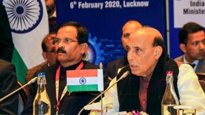 Defence Minister Rajnath Singh speaks while chairing the first India-Africa Defence Ministers' Conclave 2020 on the sidelines of DefExpo 2020 in Lucknow.(PTI) Defence Minister Rajnath Singh speaks while chairing the first India-Africa Defence Ministers' Conclave 2020 on the sidelines of DefExpo 2020 in Lucknow.(PTI)