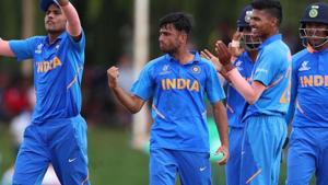 Ravi Bishnoi celebrates.(Cricket World Cup/Twitter) Ravi Bishnoi celebrates.(Cricket World Cup/Twitter)