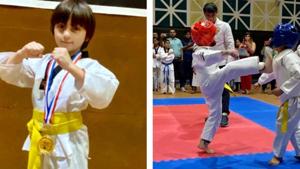 AbRam Khan is a yellow belt in Taekwondo. AbRam Khan is a yellow belt in Taekwondo.