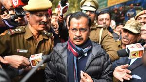 Delhi Chief Minister Arvind Kejriwal after casting his vote during the Delhi Assembly election at Civil Lines in New Delhi, India, on Saturday, February 8, 2020.(Sanchit Khanna/HT PHOTO) Delhi Chief Minister Arvind Kejriwal after casting his vote during the Delhi Assembly election at Civil Lines in New Delhi, India, on Saturday, February 8, 2020.(Sanchit Khanna/HT PHOTO)