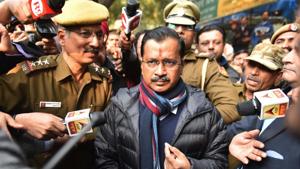 The exit polls predicted chief minister Arvind Kejriwal-led AAP is expected to win anything between 47 seats to 68 seats in the assembly of 70 members(Sanchit Khanna/HT PHOTO) The exit polls predicted chief minister Arvind Kejriwal-led AAP is expected to win anything between 47 seats to 68 seats in the assembly of 70 members(Sanchit Khanna/HT PHOTO)