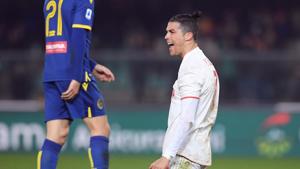 Juventus' Cristiano Ronaldo reacts.(REUTERS) Juventus' Cristiano Ronaldo reacts.(REUTERS)