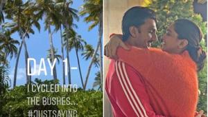 Deepika Padukone and Ranveer Singh are on a holiday.(Instagram) Deepika Padukone and Ranveer Singh are on a holiday.(Instagram)
