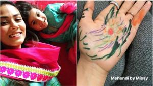 Mira Rajput and Misha played with sketch pens. Mira Rajput and Misha played with sketch pens.