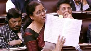 Union Finance Minister Nirmala Sitharaman speaks at Rajya Sabha during the Budget Session of Parliament, in New Delhi on Tuesday (Photo: ANI) Union Finance Minister Nirmala Sitharaman speaks at Rajya Sabha during the Budget Session of Parliament, in New Delhi on Tuesday (Photo: ANI)