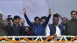 AAP leader Arvbind Kejriwal at party headquarters. (Photo Sanjeev Verma/HT) AAP leader Arvbind Kejriwal at party headquarters. (Photo Sanjeev Verma/HT)