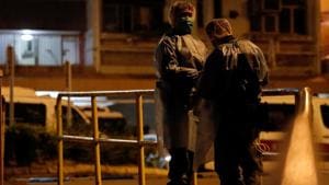 Police in protective gear wait to evacuate residents from a public housing building, following the outbreak of the novel coronavirus, in Hong Kong, China February 11, 2020.(Reuters file photo for representation) Police in protective gear wait to evacuate residents from a public housing building, following the outbreak of the novel coronavirus, in Hong Kong, China February 11, 2020.(Reuters file photo for representation)