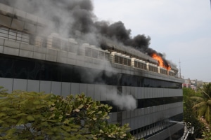 A senior fire official said that the intensity of the fire quickly escalated to level three, which is considered to be major.(Photo: Shashi Kashyap/ Hindustan Times) A senior fire official said that the intensity of the fire quickly escalated to level three, which is considered to be major.(Photo: Shashi Kashyap/ Hindustan Times)