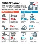 While the expenditure has been pegged at ₹251.66 crore, the MC expects to earn a revenue of ₹268.72 crore next fiscal. While the expenditure has been pegged at ₹251.66 crore, the MC expects to earn a revenue of ₹268.72 crore next fiscal.