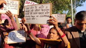 The mother of one of the Delhi ganrape convicts Vinay Sharma outside a Delhi court on Thursday.(HT Photo) The mother of one of the Delhi ganrape convicts Vinay Sharma outside a Delhi court on Thursday.(HT Photo)