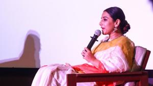 Vidya Balan addresses at Finding Mother Conference at St Xaviers College in Mumbai.(IANS) Vidya Balan addresses at Finding Mother Conference at St Xaviers College in Mumbai.(IANS)