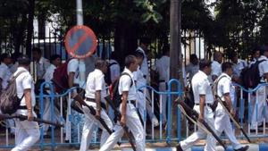 File photo of Kolkata Police personnel on patrol duty.(ANI Photo) File photo of Kolkata Police personnel on patrol duty.(ANI Photo)