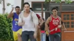Asim Riaz and Varun Dhawan in a screengrab from the video. Asim Riaz and Varun Dhawan in a screengrab from the video.