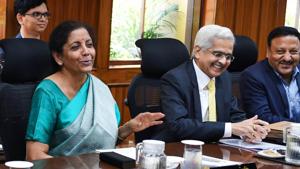 Finance Minister Nirmala Sitharaman, RBI Governor Shaktikanta Das at RBI central board of directors in a customary post-budget meeting, in New Delhi.(PTI) Finance Minister Nirmala Sitharaman, RBI Governor Shaktikanta Das at RBI central board of directors in a customary post-budget meeting, in New Delhi.(PTI)