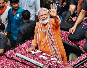 Prime Minister Narendra Modi during a road show at Assi Ghat road in Varanasi, Uttar Pradesh April 25, 2019.(Rajesh Kumar/HT File Photo) Prime Minister Narendra Modi during a road show at Assi Ghat road in Varanasi, Uttar Pradesh April 25, 2019.(Rajesh Kumar/HT File Photo)