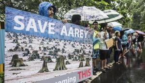 The protestors said they were not against the project but were opposing the cutting of more than 2,000 trees in the Metro car shed plot.(HT File) The protestors said they were not against the project but were opposing the cutting of more than 2,000 trees in the Metro car shed plot.(HT File)