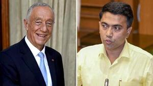 Portuguese President Marcelo Rebelo de Sousa and Goa chief minister Pramod Sawant were present when the MoUs were signed.(HT file)