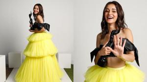 Ananya Panday with her Filmfare trophy which she won for her debut performance in Student of the Year 2. Ananya Panday with her Filmfare trophy which she won for her debut performance in Student of the Year 2.