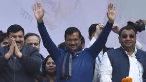 Aam Aadmi Party (AAP) leader Arvind Kejriwal will take oath as Delhi chief minister today.(Sanjeev Verma/HT PHOTO) Aam Aadmi Party (AAP) leader Arvind Kejriwal will take oath as Delhi chief minister today.(Sanjeev Verma/HT PHOTO)