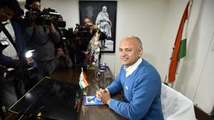 Senior Aam Aadmi Party (AAP) leader Manish Sisodia takes charge of his office, at Delhi Secretariat, in New Delhi.(Sanjeev Verma/HT PHOTO) Senior Aam Aadmi Party (AAP) leader Manish Sisodia takes charge of his office, at Delhi Secretariat, in New Delhi.(Sanjeev Verma/HT PHOTO)