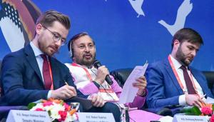Union Minister for Environment Prakash Javadekar speaks during the 13th Conference of Parties (COP) of the Convention on the Convention on the Conservation of Migratory Species of Wild Animals, in Gandhinagar, Gujarat on Sunday.(PTI Photo) Union Minister for Environment Prakash Javadekar speaks during the 13th Conference of Parties (COP) of the Convention on the Convention on the Conservation of Migratory Species of Wild Animals, in Gandhinagar, Gujarat on Sunday.(PTI Photo)