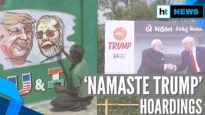 <p>'Namaste Trump' posters and hoardings are being put up in Ahmedabad ahead of US President's Donald Trump's visit. Modi and Trump images are being painted opposite the Motera stadium even as beautification work is at Gandhinagar airport. US President Donald Trump will reach Ahmedabad on 24th February and also address an event named 'Namaste Trump'. Watch the full video for more details.</p>