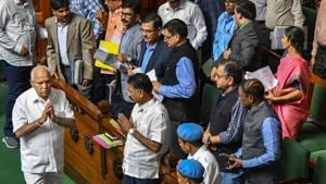 Karnataka Chief Minister BS Yediyurappa being greeted during the state Assembly session, in Bengaluru on Tuesday.(PTI Photo) Karnataka Chief Minister BS Yediyurappa being greeted during the state Assembly session, in Bengaluru on Tuesday.(PTI Photo)