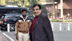 Transport Minister Nitin Gadkari arrive to attend the ongoing Budget Session at Parliament House in New Delhi on Tuesday.(Mohd Zakir/HT Photo) Transport Minister Nitin Gadkari arrive to attend the ongoing Budget Session at Parliament House in New Delhi on Tuesday.(Mohd Zakir/HT Photo)