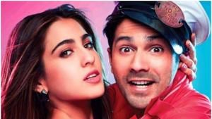 Varun Dhawan and Sara Ali Khan in a poster for Coolie No 1. Varun Dhawan and Sara Ali Khan in a poster for Coolie No 1.