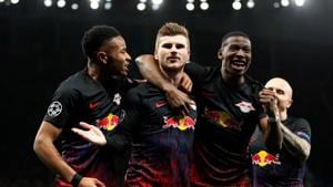 RB Leipzig's Timo Werner celebrates scoring their first goal with teammates(REUTERS) RB Leipzig's Timo Werner celebrates scoring their first goal with teammates(REUTERS)