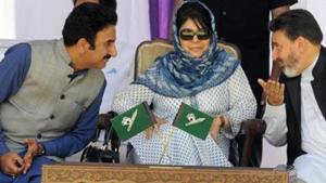 Mehbooba Mufti seen with Peer Mansoor in this picture taken during PDP rally in Srinagar on June 03, 2018.(PTI Photo/File) Mehbooba Mufti seen with Peer Mansoor in this picture taken during PDP rally in Srinagar on June 03, 2018.(PTI Photo/File)