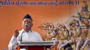RSS Chief Mohan Bhagwat recalled how a Sangh volunteer advised him against using the word ‘nationalism’ during a visit to the UK.(PTI) RSS Chief Mohan Bhagwat recalled how a Sangh volunteer advised him against using the word ‘nationalism’ during a visit to the UK.(PTI)