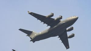 A C-17 Globemaster transport aircraft of the Indian Air Force with medical supplies is waiting clearance from Beijing to fly to Wuhan.(PTI / Photo used for representational purpose only) A C-17 Globemaster transport aircraft of the Indian Air Force with medical supplies is waiting clearance from Beijing to fly to Wuhan.(PTI / Photo used for representational purpose only)